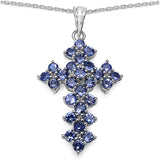 2.75 Carat Genuine Tanzanite & White Topaz .925 Sterling Silver Pendant