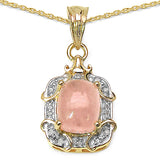 14K Yellow Gold Plated 3.91 Carat Genuine Morganite .925 Sterling Silver Pendant