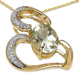 14K Yellow Gold Plated 2.66 Carat Genuine Amethyst & White Topaz .925 Sterling Silver Pendant