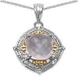 3.46 Carat Genuine Rose Quartz .925 Sterling Silver Pendant