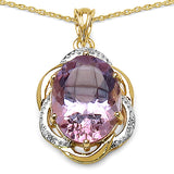 14K Yellow Gold Plated 10.50 Carat Genuine Amethyst & White Topaz .925 Sterling Silver Pendant