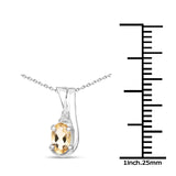 0.44 Carat Genuine Citrine and White Diamond .925 Sterling Silver Pendant