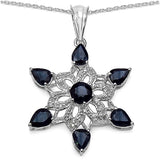 2.70 Carat Genuine Blue Sapphire and White Diamond .925 Sterling Silver Pendant