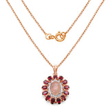 14K Rose Gold Plated 7.44 Carat Genuine Morganite & Rhodolite .925 Sterling Silver Pendant