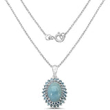 8.25 Carat Genuine Aquamarine & Blue Topaz .925 Sterling Silver Pendant