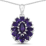 2.99 Carat Genuine Amethyst & White Topaz .925 Sterling Silver Pendant