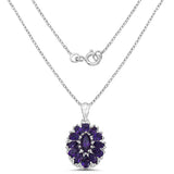 2.99 Carat Genuine Amethyst & White Topaz .925 Sterling Silver Pendant