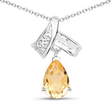 1.10 Carat Genuine Citrine .925 Sterling Silver Pendant