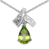 1.10 Carat Genuine Peridot .925 Sterling Silver Pendant