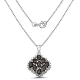 4.40 Carat Genuine Smoky Quartz & White Topaz .925 Sterling Silver Pendant
