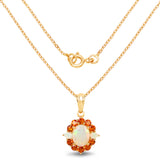 14K Yellow Gold Plate 2.78 Carat Genuine Ethiopian Opal & Madeira Citrine .925 Silver Pendant