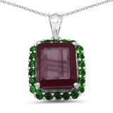 8.00 Carat Genuine Ruby & Chrome Diopside .925 Sterling Silver Pendant