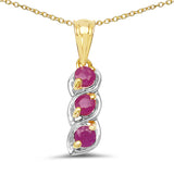 14K Yellow Gold Plated 0.90 Carat Genuine Ruby .925 Sterling Silver Pendant