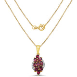 14K Yellow Gold Plated 2.77 Carat Genuine Rhodolite & White Topaz .925 Sterling Silver Pendant