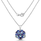 3.63 Carat Genuine Amethyst, Blue Topaz & Tanzanite .925 Sterling Silver Pendant