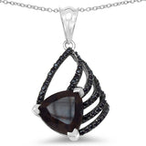 3.66 Carat Genuine Smoky Quartz & Black Spinel .925 Sterling Silver Pendant