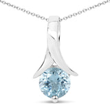 0.95 carat Genuine Blue Topaz .925 Sterling Silver Pendant