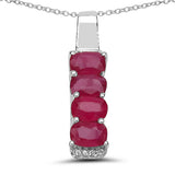 4.20 Carat Genuine Ruby & White Topaz .925 Sterling Silver Pendant