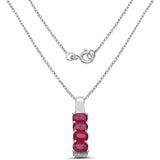 4.20 Carat Genuine Ruby & White Topaz .925 Sterling Silver Pendant
