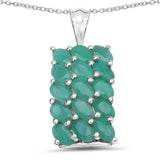 3.53 Carat Genuine Emerald .925 Sterling Silver Pendant