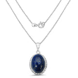 13.41 Carat Genuine Lapis & White Topaz .925 Sterling Silver Pendant