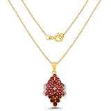 14K Yellow Gold Plated 4.42 Carat Genuine Rhodolite & White Topaz .925 Sterling Silver Pendant