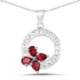 0.77 Carat Genuine Garnet & White Diamond .925 Sterling Silver Pendant