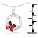 0.77 Carat Genuine Garnet & White Diamond .925 Sterling Silver Pendant