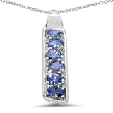 0.89 Carat Genuine Tanzanite & White Topaz .925 Sterling Silver Pendant