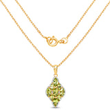 14K Yellow Gold Plated 4.02 Carat Genuine Peridot & White Topaz .925 Sterling Silver Pendant