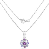 1.23 Carat Genuine Tanzanite, Amethyst & White Topaz .925 Sterling Silver Pendant