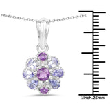 1.23 Carat Genuine Tanzanite, Amethyst & White Topaz .925 Sterling Silver Pendant