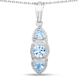 1.17 ct. Genuine Blue Topaz .925 Sterling Silver Pendant