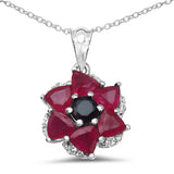 2.66 Carat Genuine Ruby, Blue Sapphire & White Topaz .925 Sterling Silver Pendant