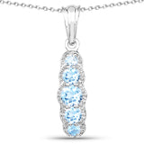 1.48 Carat Genuine Blue Topaz .925 Sterling Silver Pendant