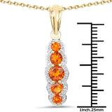 14K Yellow Gold Plated 1.11 Carat Genuine Citrine .925 Sterling Silver Pendant