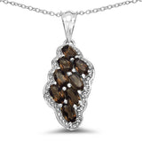 1.84 Carat Genuine Smoky Quartz .925 Sterling Silver Pendant