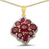 14K Yellow Gold Plated 4.30 Carat Genuine Ruby .925 Sterling Silver Pendant