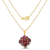 14K Yellow Gold Plated 4.30 Carat Genuine Ruby .925 Sterling Silver Pendant