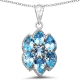 3.66 Carat Genuine Blue Topaz .925 Sterling Silver Pendant