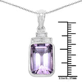 6.88 Carat Genuine Amethyst & White Topaz .925 Sterling Silver Pendant