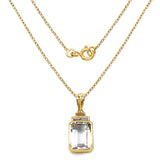 14K Yellow Gold Plated 7.70 Carat Genuine Crystal Quartz & White Topaz .925 Sterling Silver Pendant