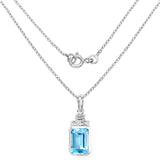 9.99 Carat Genuine Swiss Blue Topaz and White Topaz .925 Sterling Silver Pendant