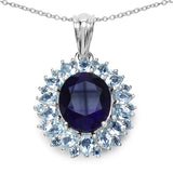 7.61 Carat Genuine Amethyst & White Topaz .925 Sterling Silver Pendant