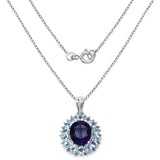 7.61 Carat Genuine Amethyst & White Topaz .925 Sterling Silver Pendant