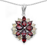 4.20 Carat Genuine Garnet & Ethiopian Opal .925 Sterling Silver Pendant