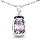 3.20 Carat Genuine Amethyst & Black Spinel .925 Sterling Silver Pendant