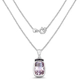 3.20 Carat Genuine Amethyst & Black Spinel .925 Sterling Silver Pendant