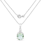 7.79 Carat Genuine Green Amethyst & White Topaz .925 Sterling Silver Pendant