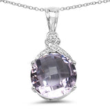 7.09 Carat Genuine Amethyst & White Topaz .925 Sterling Silver Pendant